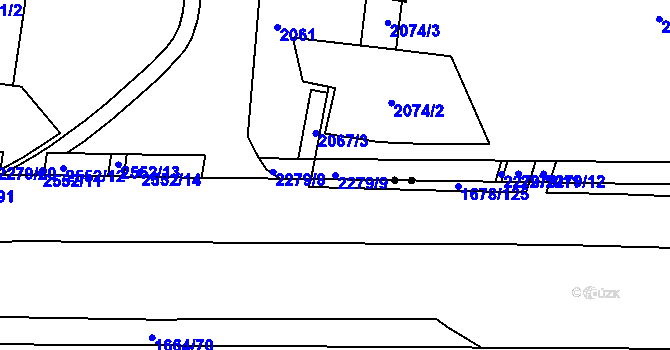Parcela st. 2279/9 v KÚ Nový Lískovec, Katastrální mapa