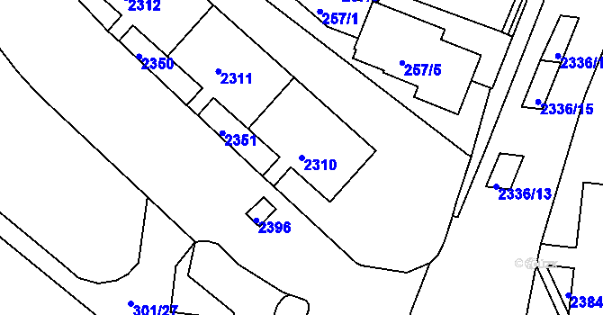 Parcela st. 2310 v KÚ Nový Lískovec, Katastrální mapa