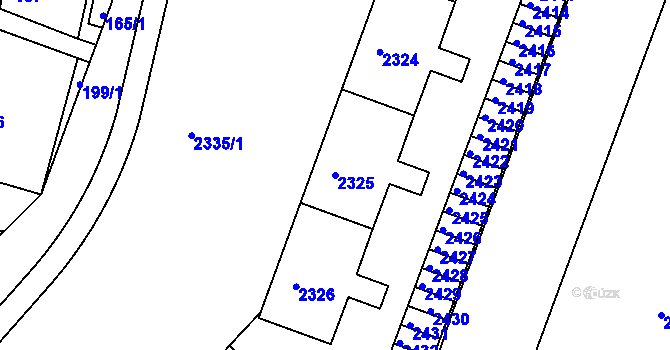 Parcela st. 2325 v KÚ Nový Lískovec, Katastrální mapa