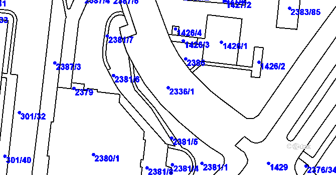 Parcela st. 2336/1 v KÚ Nový Lískovec, Katastrální mapa