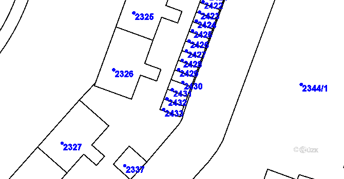 Parcela st. 2431 v KÚ Nový Lískovec, Katastrální mapa