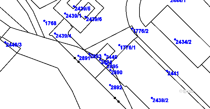 Parcela st. 2440 v KÚ Nový Lískovec, Katastrální mapa