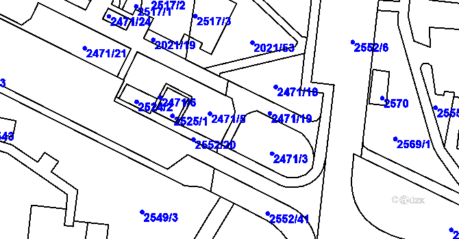 Parcela st. 2471/4 v KÚ Nový Lískovec, Katastrální mapa