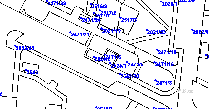 Parcela st. 2471/6 v KÚ Nový Lískovec, Katastrální mapa