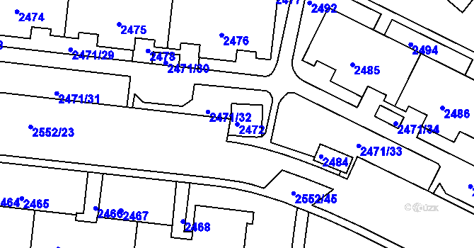 Parcela st. 2472 v KÚ Nový Lískovec, Katastrální mapa