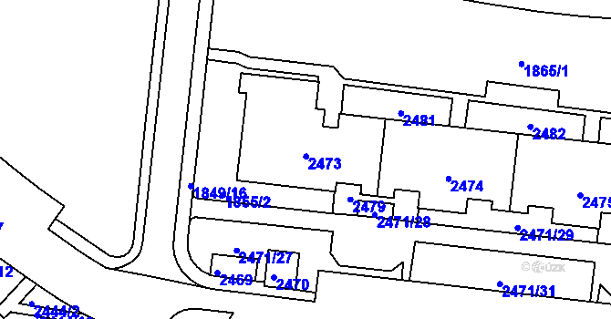 Parcela st. 2473 v KÚ Nový Lískovec, Katastrální mapa
