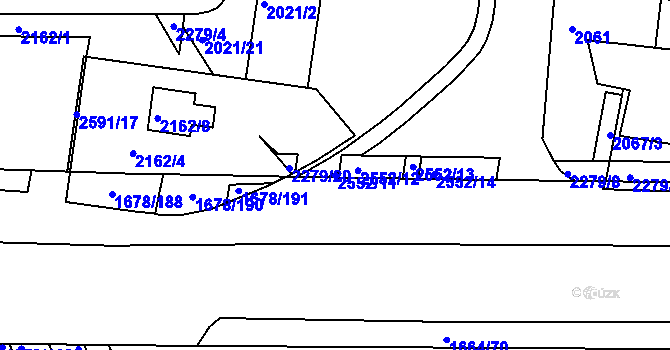 Parcela st. 2552/11 v KÚ Nový Lískovec, Katastrální mapa