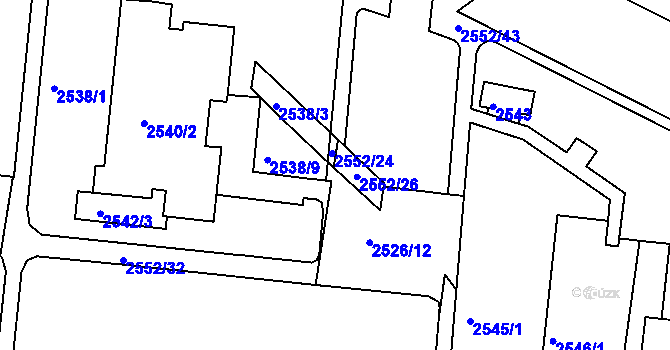 Parcela st. 2552/27 v KÚ Nový Lískovec, Katastrální mapa