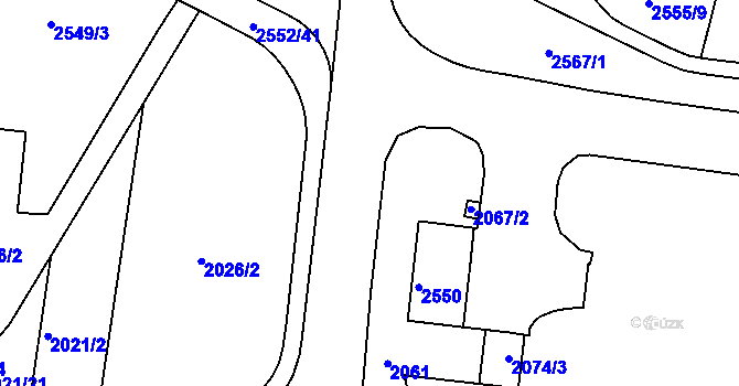 Parcela st. 2552/37 v KÚ Nový Lískovec, Katastrální mapa
