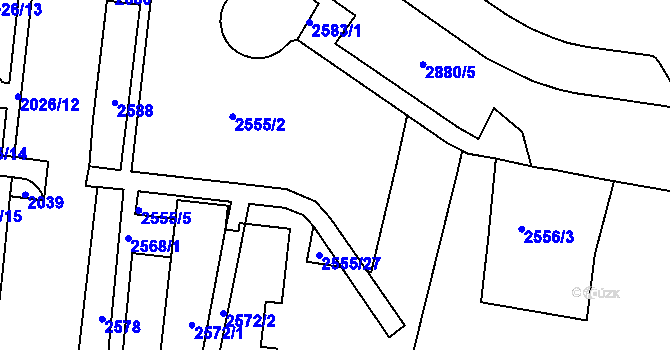 Parcela st. 2555/4 v KÚ Nový Lískovec, Katastrální mapa