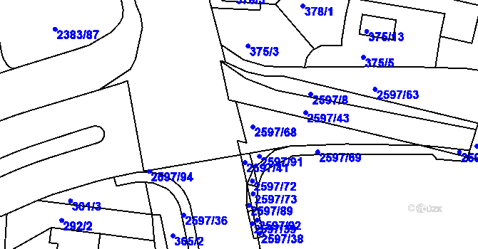 Parcela st. 2597/42 v KÚ Nový Lískovec, Katastrální mapa