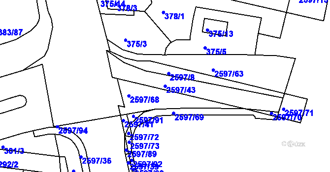 Parcela st. 2597/43 v KÚ Nový Lískovec, Katastrální mapa