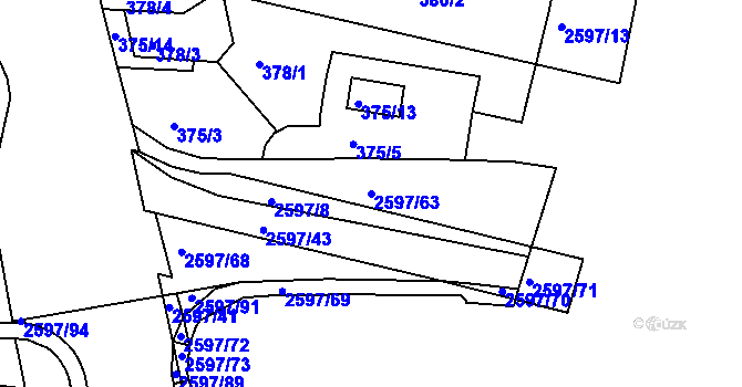 Parcela st. 2597/63 v KÚ Nový Lískovec, Katastrální mapa