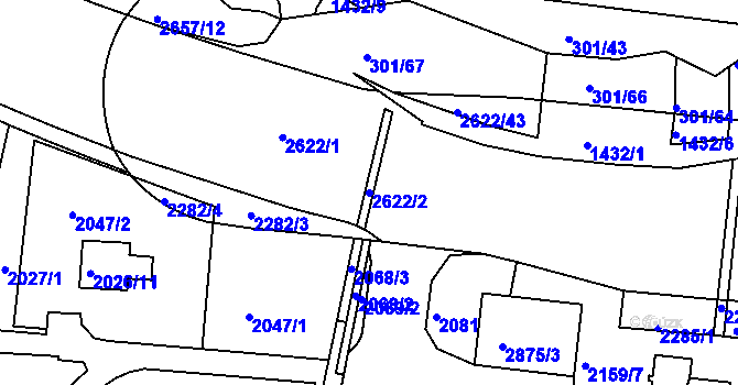 Parcela st. 2622/2 v KÚ Nový Lískovec, Katastrální mapa