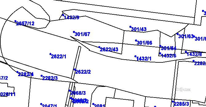 Parcela st. 2622/3 v KÚ Nový Lískovec, Katastrální mapa