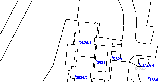 Parcela st. 2626/1 v KÚ Nový Lískovec, Katastrální mapa