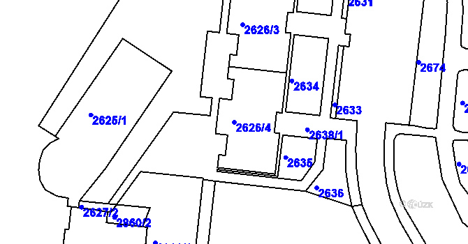 Parcela st. 2626/4 v KÚ Nový Lískovec, Katastrální mapa