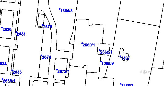 Parcela st. 2660/1 v KÚ Nový Lískovec, Katastrální mapa