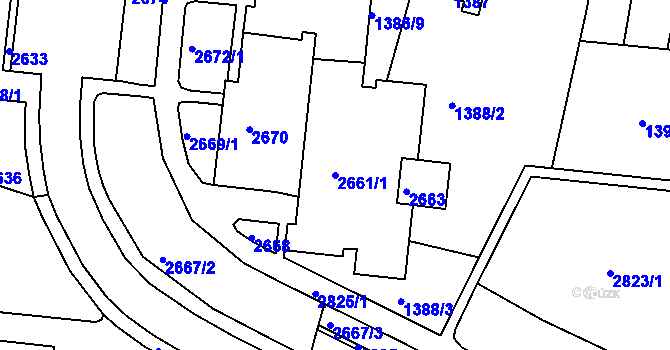 Parcela st. 2661/1 v KÚ Nový Lískovec, Katastrální mapa