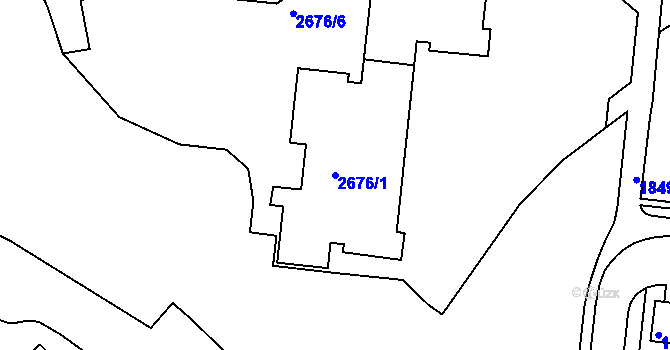 Parcela st. 2676/1 v KÚ Nový Lískovec, Katastrální mapa