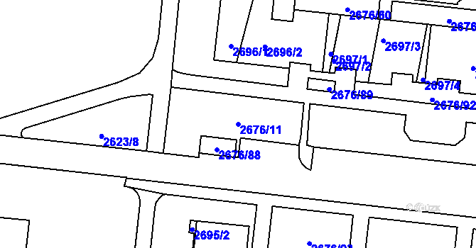 Parcela st. 2676/11 v KÚ Nový Lískovec, Katastrální mapa