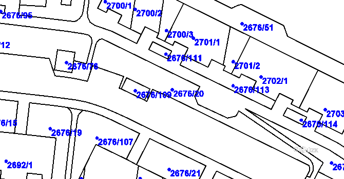 Parcela st. 2676/20 v KÚ Nový Lískovec, Katastrální mapa