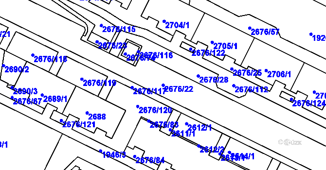 Parcela st. 2676/22 v KÚ Nový Lískovec, Katastrální mapa
