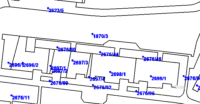 Parcela st. 2676/44 v KÚ Nový Lískovec, Katastrální mapa