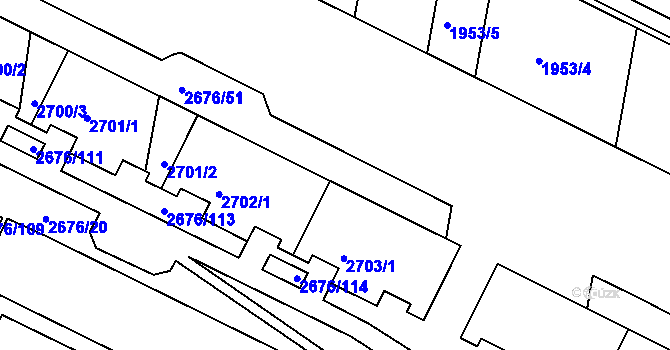 Parcela st. 2676/52 v KÚ Nový Lískovec, Katastrální mapa