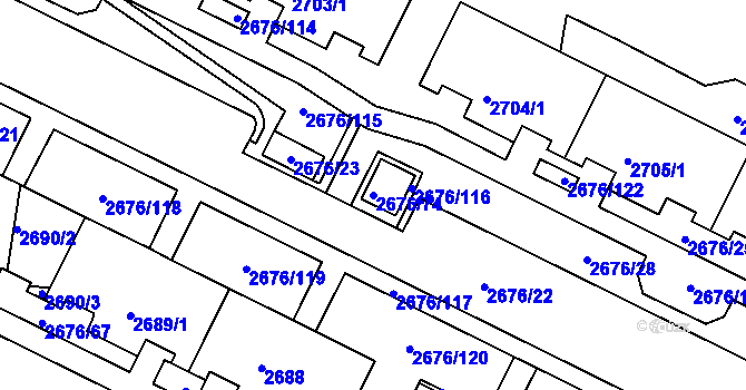 Parcela st. 2676/74 v KÚ Nový Lískovec, Katastrální mapa