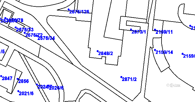 Parcela st. 2848/2 v KÚ Nový Lískovec, Katastrální mapa