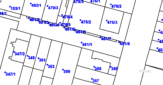 Parcela st. 481/1 v KÚ Nový Lískovec, Katastrální mapa