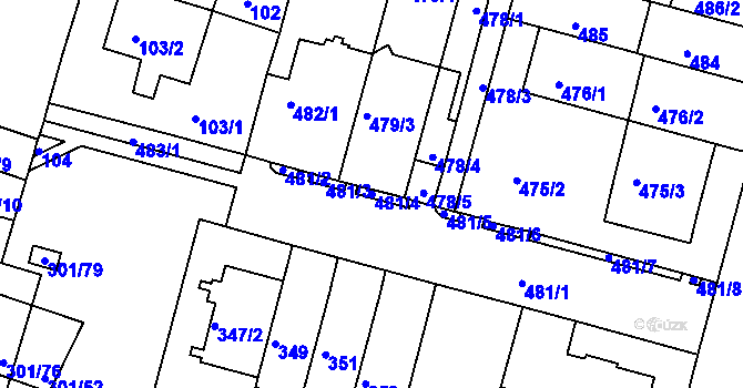 Parcela st. 481/4 v KÚ Nový Lískovec, Katastrální mapa