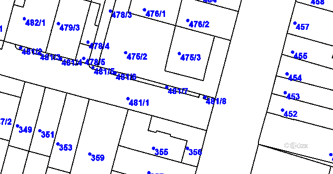Parcela st. 481/7 v KÚ Nový Lískovec, Katastrální mapa