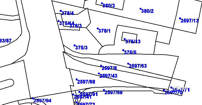 Parcela st. 375/12 v KÚ Nový Lískovec, Katastrální mapa