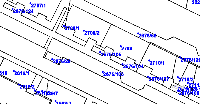Parcela st. 2676/105 v KÚ Nový Lískovec, Katastrální mapa