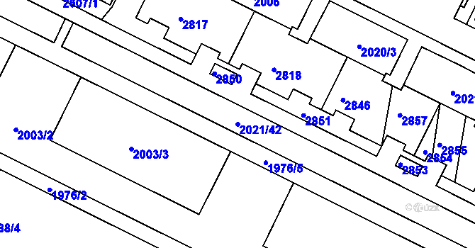 Parcela st. 2021/42 v KÚ Nový Lískovec, Katastrální mapa