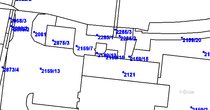Parcela st. 2159/16 v KÚ Nový Lískovec, Katastrální mapa