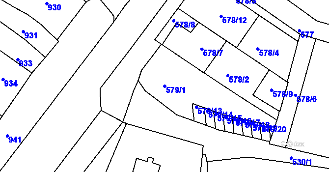 Parcela st. 579/1 v KÚ Nový Lískovec, Katastrální mapa