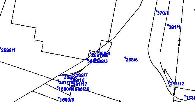 Parcela st. 368/4 v KÚ Nový Lískovec, Katastrální mapa