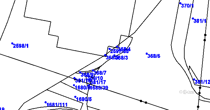Parcela st. 368/5 v KÚ Nový Lískovec, Katastrální mapa