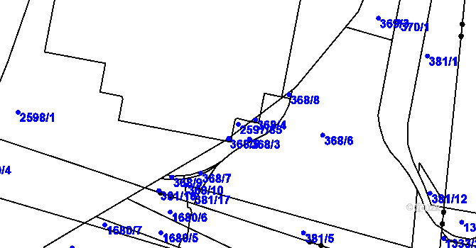 Parcela st. 2597/85 v KÚ Nový Lískovec, Katastrální mapa