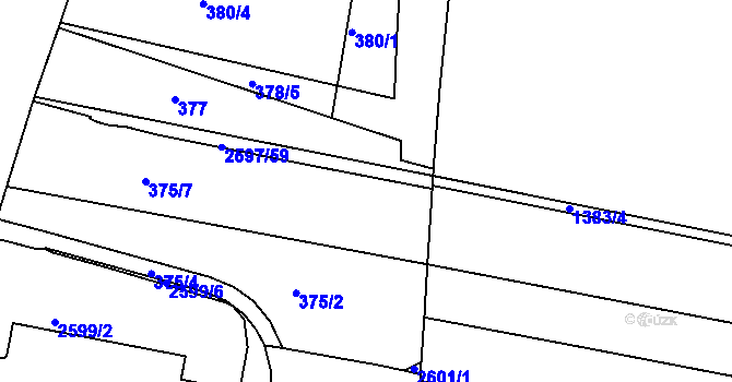 Parcela st. 2597/87 v KÚ Nový Lískovec, Katastrální mapa