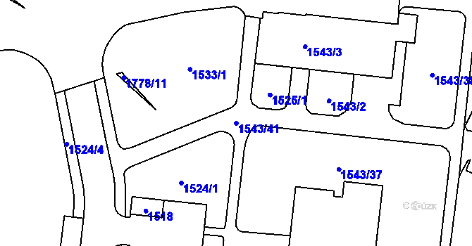 Parcela st. 1543/41 v KÚ Nový Lískovec, Katastrální mapa