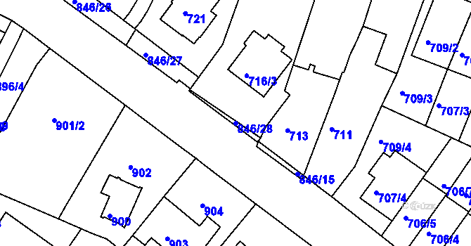 Parcela st. 846/28 v KÚ Nový Lískovec, Katastrální mapa