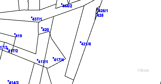 Parcela st. 421/8 v KÚ Nový Lískovec, Katastrální mapa