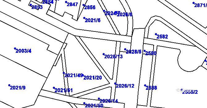 Parcela st. 2026/13 v KÚ Nový Lískovec, Katastrální mapa