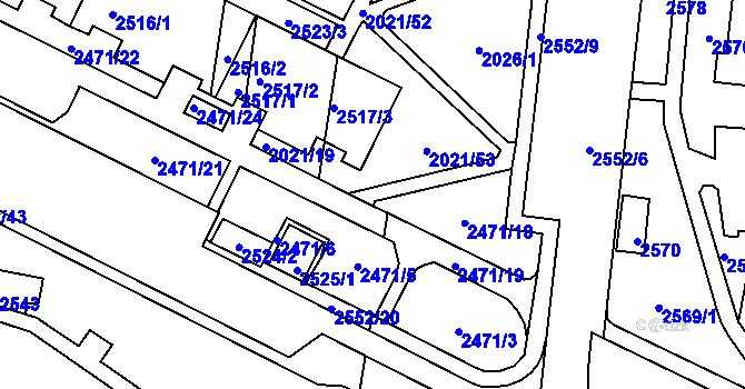 Parcela st. 2471/25 v KÚ Nový Lískovec, Katastrální mapa