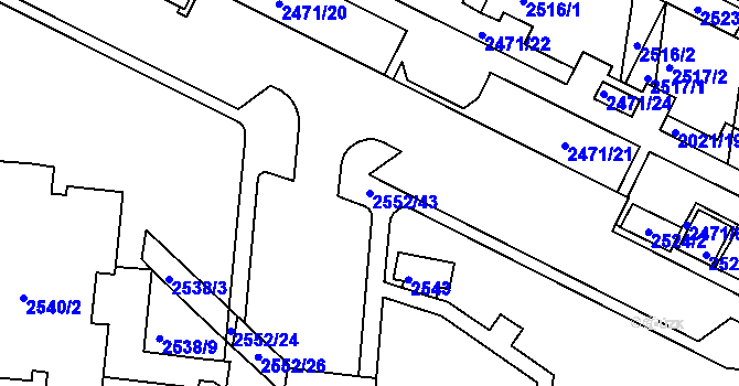 Parcela st. 2552/43 v KÚ Nový Lískovec, Katastrální mapa