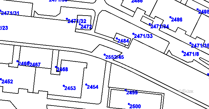 Parcela st. 2552/45 v KÚ Nový Lískovec, Katastrální mapa